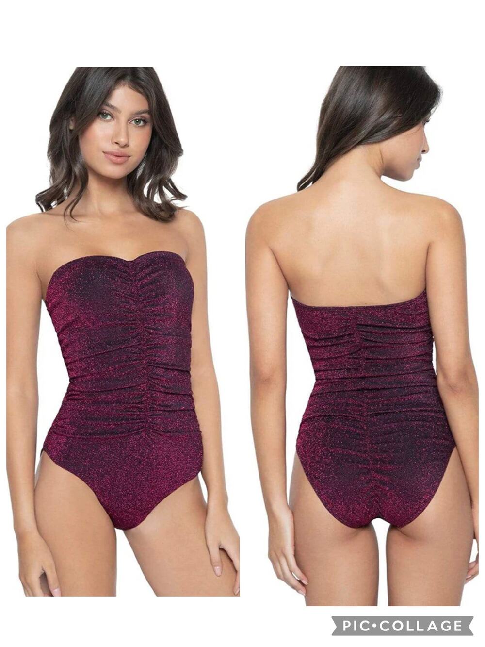 PQ Swim Garnet Ruched One Piece Size Large